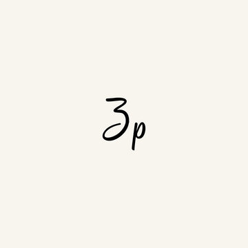 ZP black line initial script concept logo design