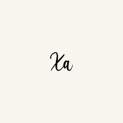 XA black line initial script concept logo design