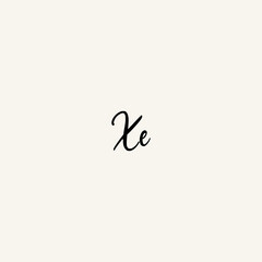 XE black line initial script concept logo design