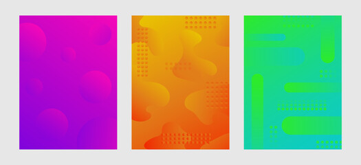Abstract trendy gradient  geometric background.  Retro background with abstrackt shapes, dots and gradient. 