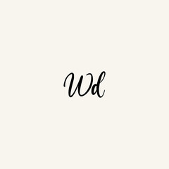 Fototapeta na wymiar WD black line initial script concept logo design