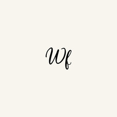 Fototapeta na wymiar WF black line initial script concept logo design