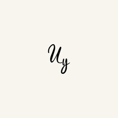 UY black line initial script concept logo design
