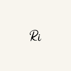 RI black line initial script concept logo design