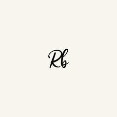 RB black line initial script concept logo design