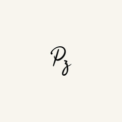 PZ black line initial script concept logo design