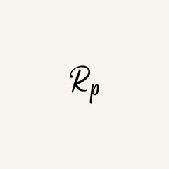 RP black line initial script concept logo design