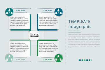 Flat Square chart infographic from 4 element