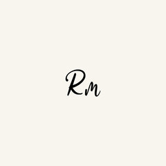Fototapeta premium RM black line initial script concept logo design