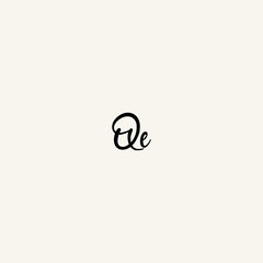 QE black line initial script concept logo design