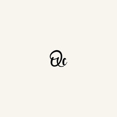 QC black line initial script concept logo design
