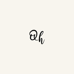 QH black line initial script concept logo design