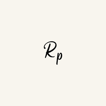 RP black line initial script concept logo design