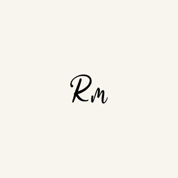 RM black line initial script concept logo design