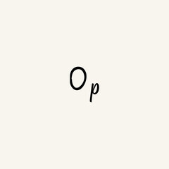 OP black line initial script concept logo design