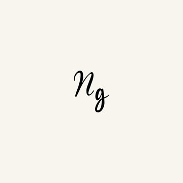 NG black line initial script concept logo design