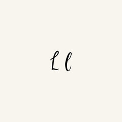 LL black line initial script concept logo design