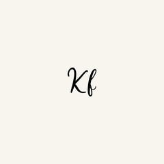 KF black line initial script concept logo design
