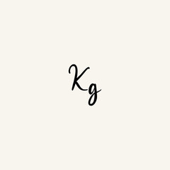 KG black line initial script concept logo design