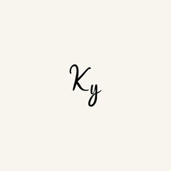 KY black line initial script concept logo design
