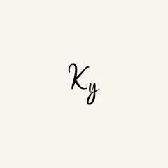 KY black line initial script concept logo design