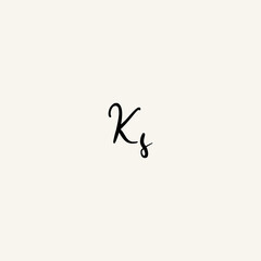 KS black line initial script concept logo design