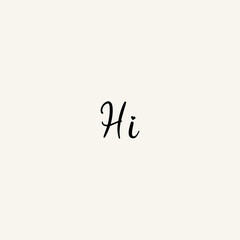 HI black line initial script concept logo design
