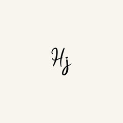HJ black line initial script concept logo design