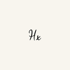 HX black line initial script concept logo design