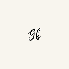 GB black line initial script concept logo design