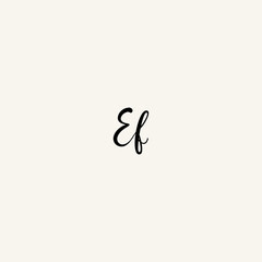 EF black line initial script concept logo design
