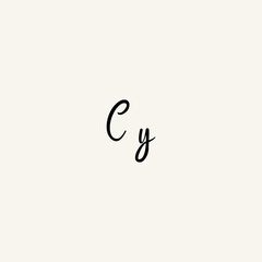 CY black line initial script concept logo design