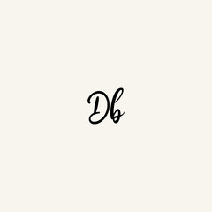 DB black line initial script concept logo design