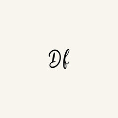 DF black line initial script concept logo design