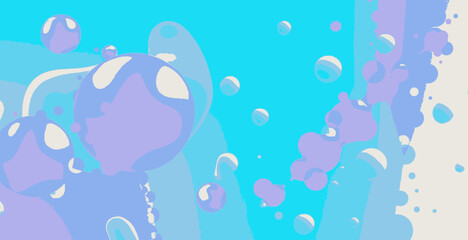 Cyan Blue Ocean Inflated Bubble, Neon Colored Texture Background
