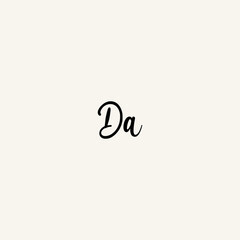 DA black line initial script concept logo design
