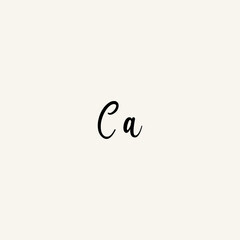 CA black line initial script concept logo design