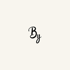 BY black line initial script concept logo design