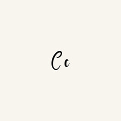 CC black line initial script concept logo design