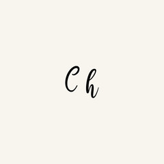CH black line initial script concept logo design