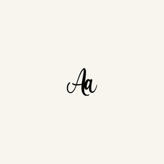 AA black line initial script concept logo design
