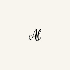 AL black line initial script concept logo design