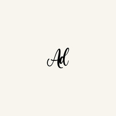 AD black line initial script concept logo design