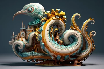 Rolgordijnen chinese dragon on the wall © Hip