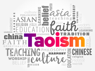Fototapeta premium Taoism refers to a school of philosophical thought, word cloud concept background