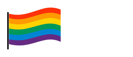 A rainbow flag on white background with copy space, for pride day. Generative AI.
