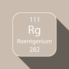 Roentgenium symbol with long shadow design. Chemical element of the periodic table. Vector illustration.