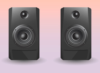 Fototapeta premium Audio loud speaker with red diffuser. Concert speaker 