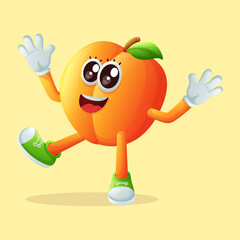 Cute apricot character smiling with a happy expression