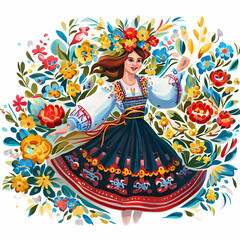 Ukrainian authentic ornament, illustration. Generative AI.